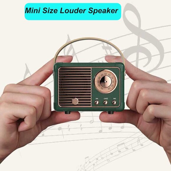 Green Mini Wireless Bluetooth Speaker Cute Old Fashion Style Vintage Decor - Picture 9 of 9